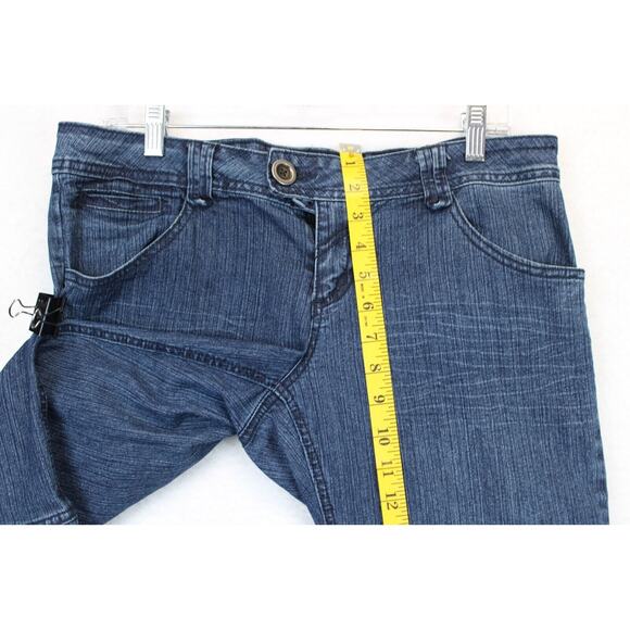 Rewind Capri Button Hem Jeans Women 9 Mid Rise Flat Front Stretch Blue Pants - Picture 7 of 13